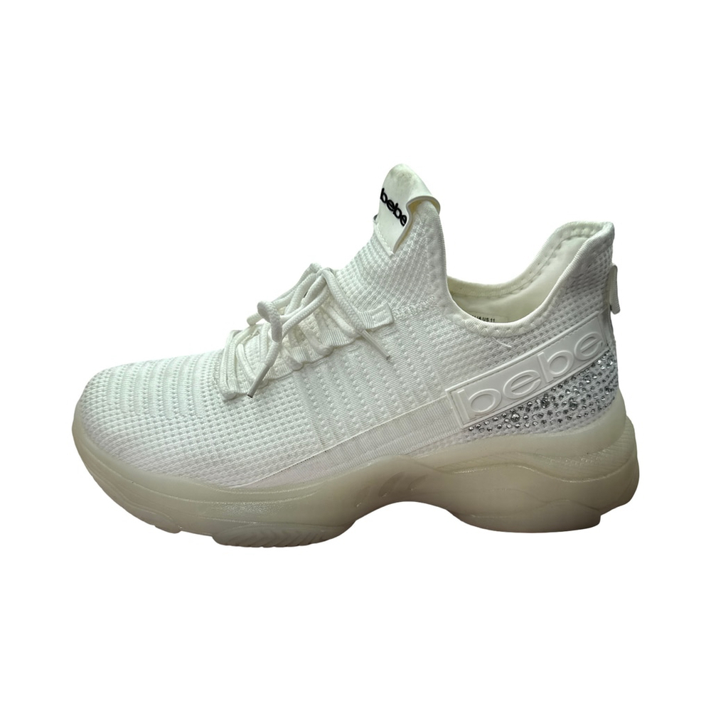 Bebe Sport Analia Sneakers Womens Size 11 White‎ Rhinestone Studded Slip In